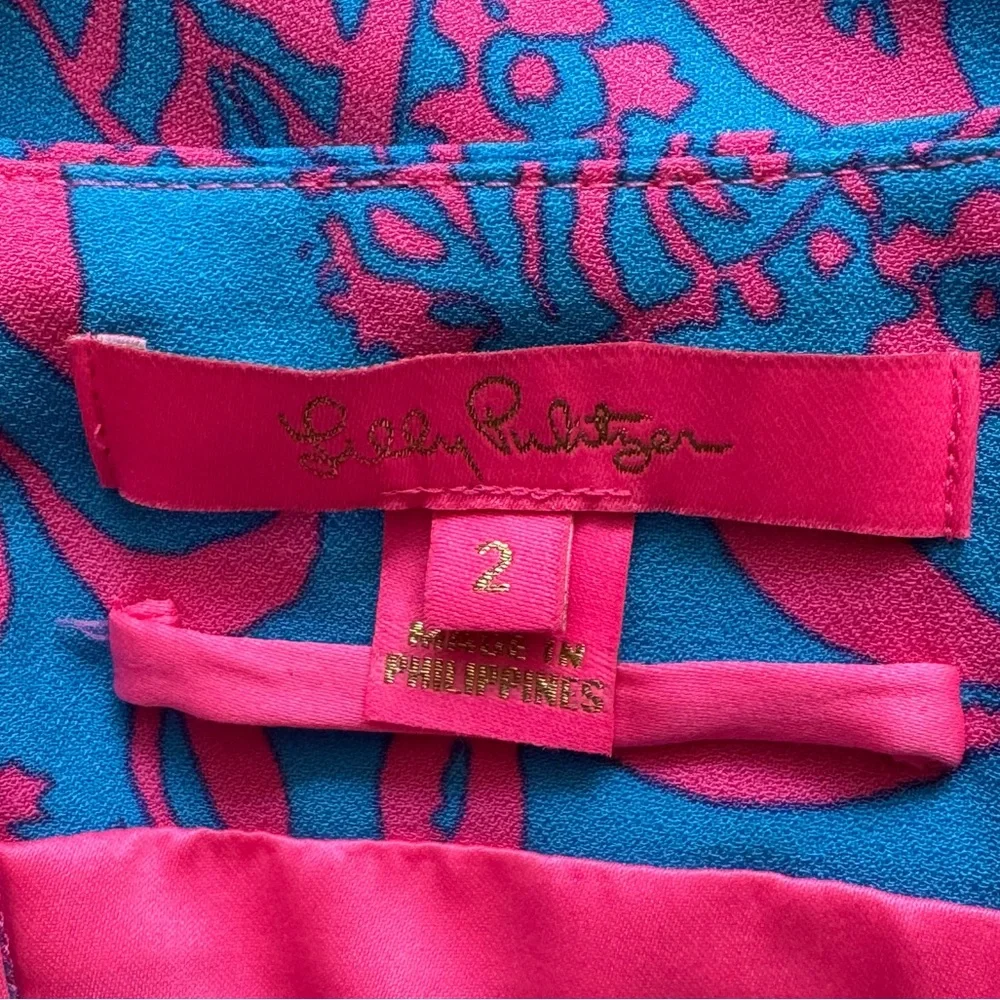 Lilly Pulitzer Jada Off The Shoulder Romper in Aura Pink Leaf An Impression Sz 2 - Picture 15 of 16